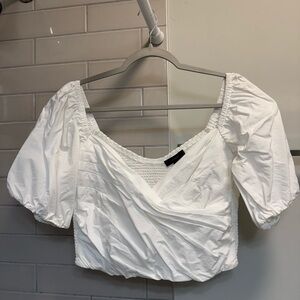 J. Crew White Puff Sleeve Blouse